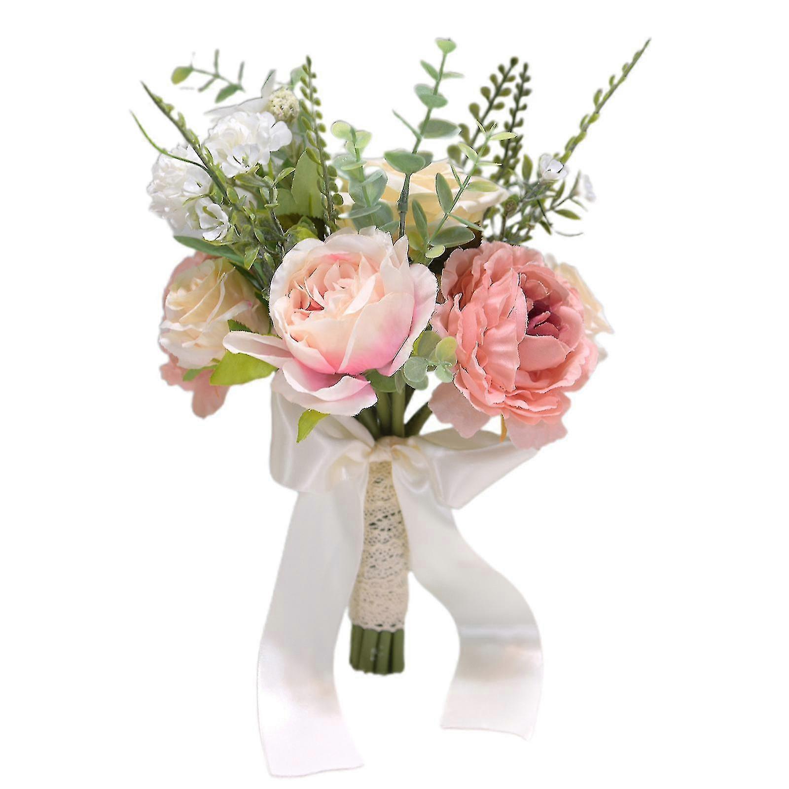 Artificial Small Flower Bouquet With Bowknot Bridesmaid Simulation Bouquet