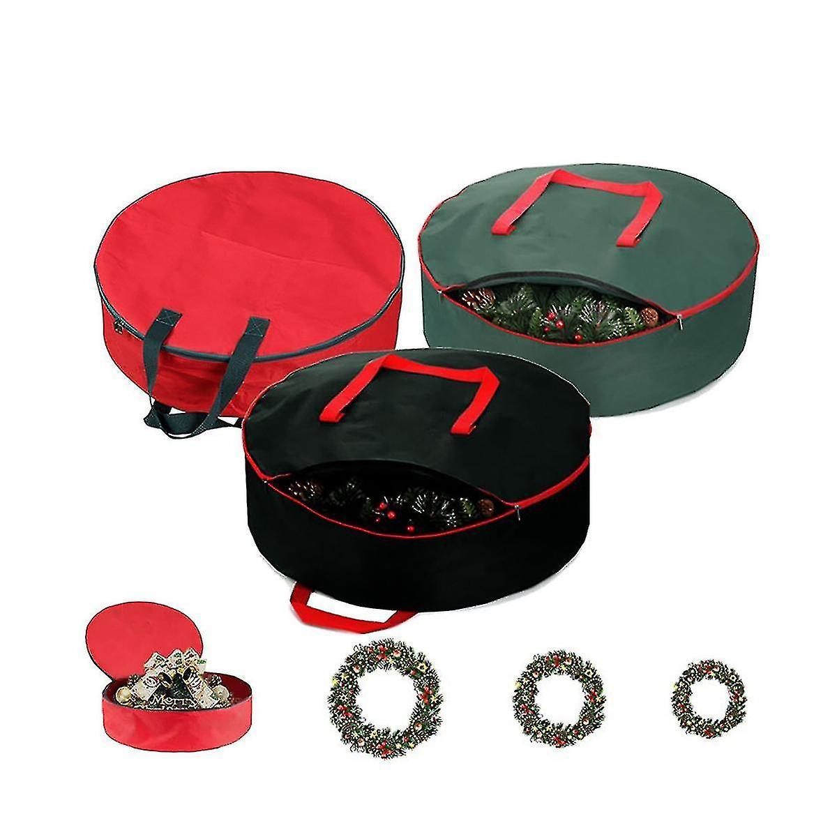 حقيبة أكسفورد القماش طوي عيد الميلاد الديكور حقيبة تخزين لتخزين أواني عيد الميلاد مستطيل أحمر