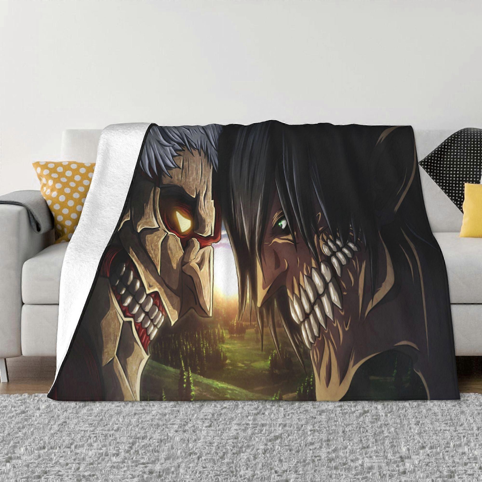 Cobertor Attack On Titan 50" x40" Decoração de Quarto de Cama Cobertores de Flanela para Cama Sofá-KDE29075