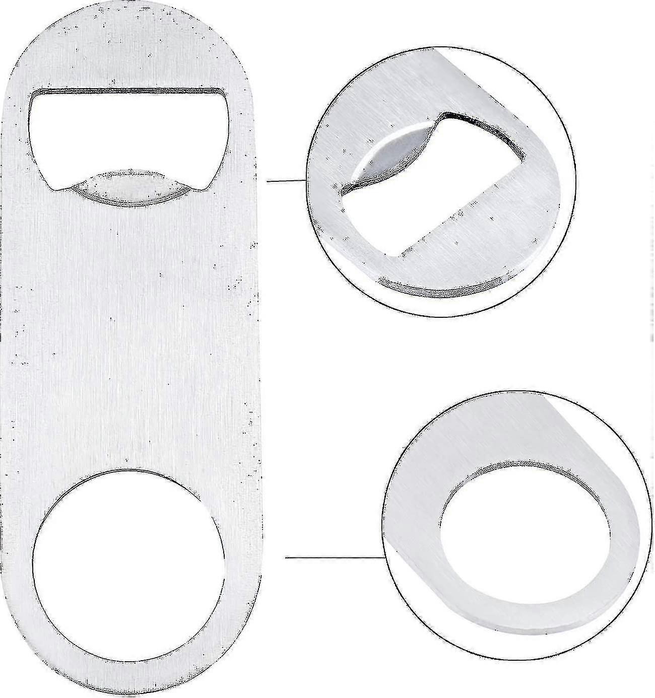 Bottle Openers, Less Steel Flat Beer Bottle Openers, Silver, 10-pack