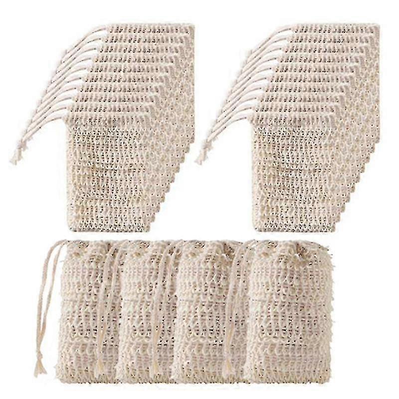 50pcs Shower Bath Sisal Soap Bag Exfoliating Soap Saver Pouch Holder -z