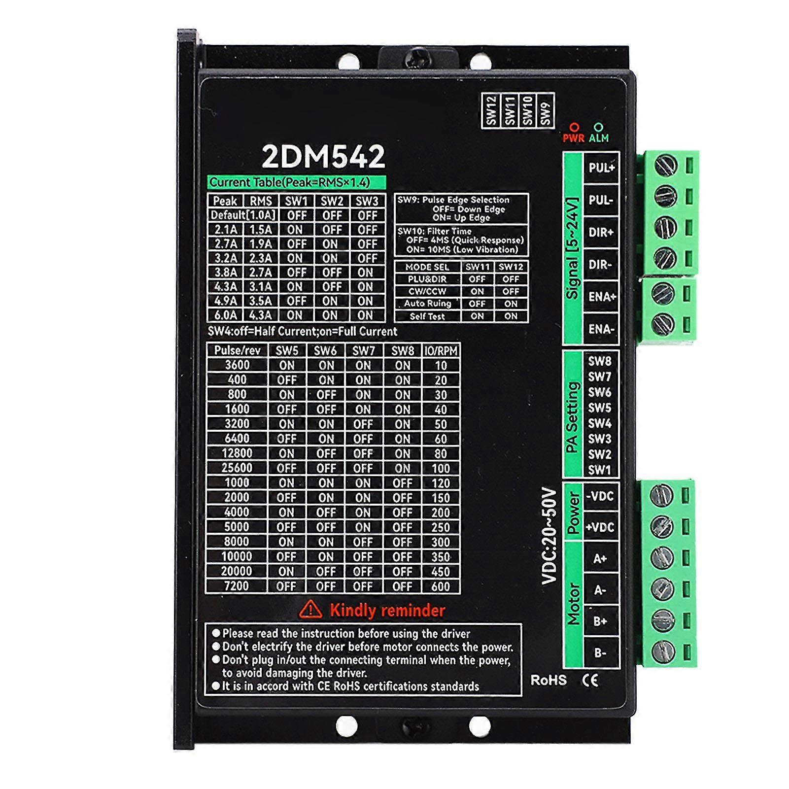 2 Phase Digital Stepper Motor Driver Controller 2DM542 - Input Voltage 20-50VDC