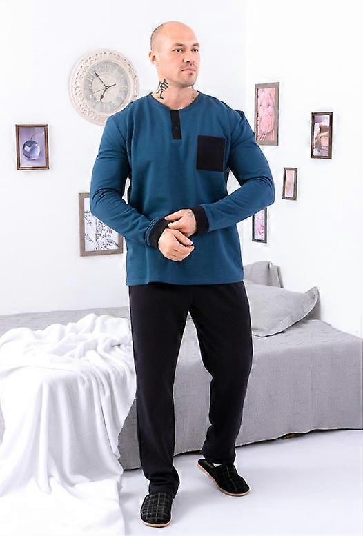 Men’s Cotton Pajama Set – Soft Long Sleeve Top with Buttons & Comfy Pants, Demi-season, HC 8625-023