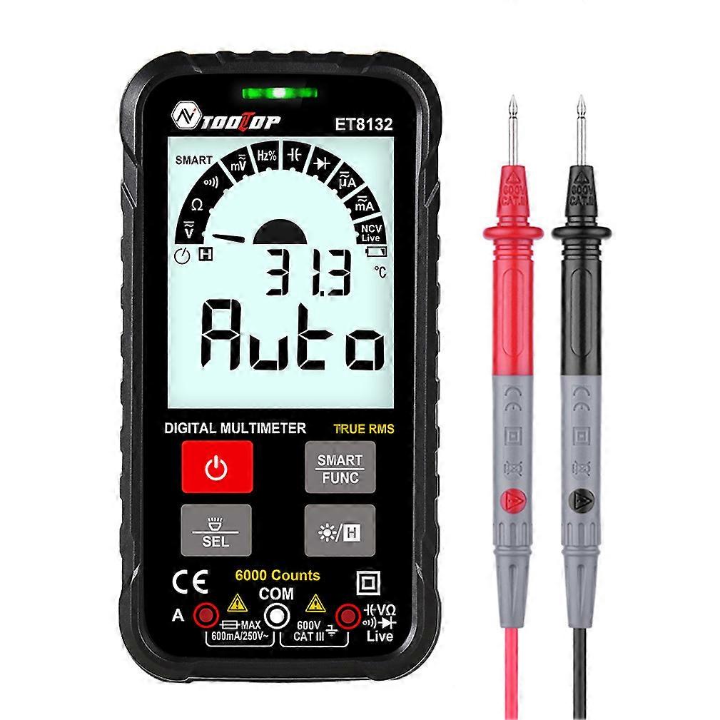 TOOLTOP ET8132 Digital Multimeter AC DC Voltage Current Resistance Frequency Meter Automatic Identification True RMS 6000 Counts
