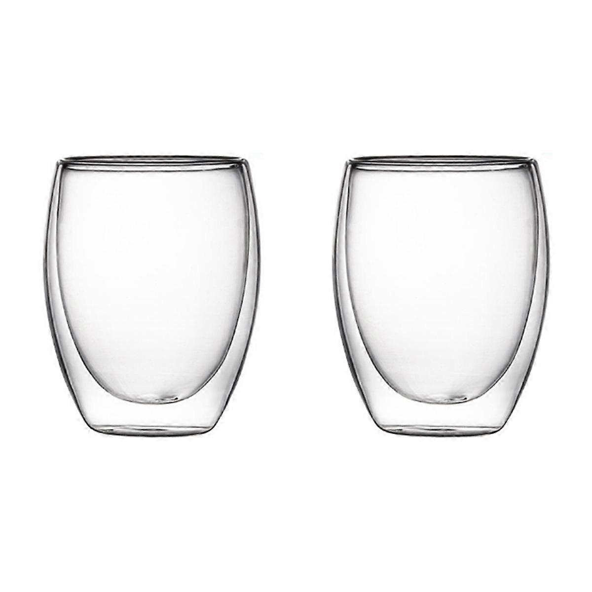 Tazza da tè in vetro a doppia parete da 350 ml, trasparente, realizzata a mano, resistente al calore, MINI tazza da whisky, tazza da caffè