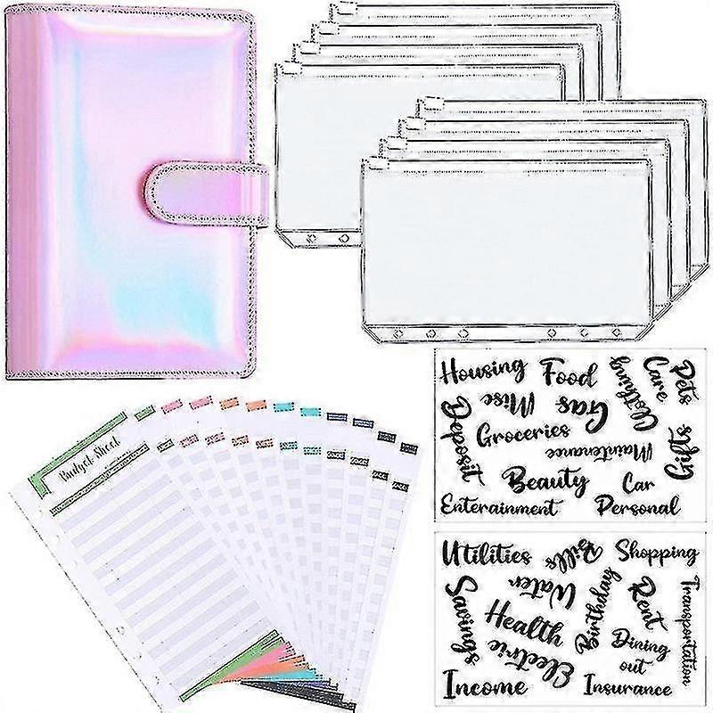A6 Binder Budget Planner Notebook Covers Folder Size 6 Hole Pockets Plastic Zipper Money Saving Envelope