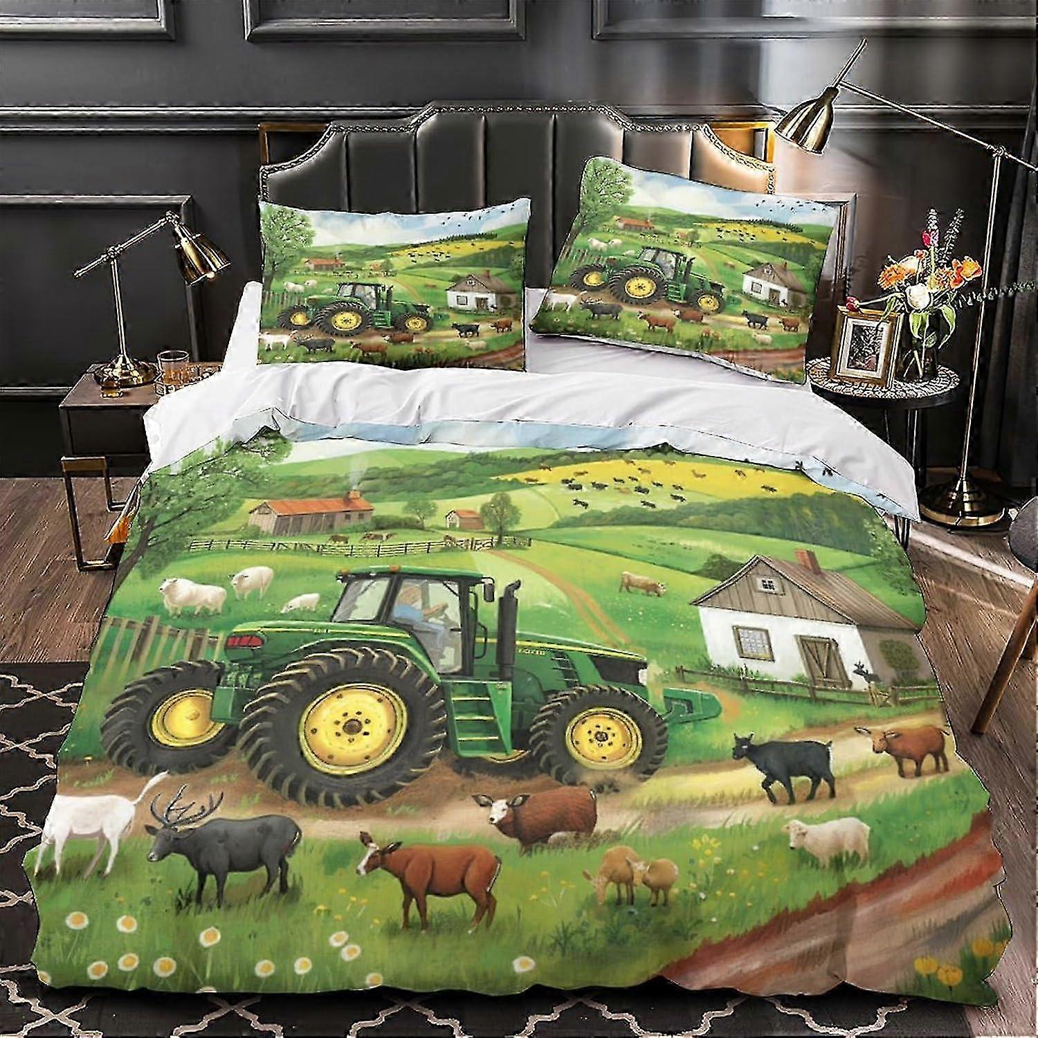 J2151 Lençóis de Cama 3D Impressão Trator Capa de Edredão Conjunto Conjuntos de Cama 3 Pcs Microfibra Macio Fácil Cuidado Colcha Capas com Fronhas, para Adolescentes Adultos para Al