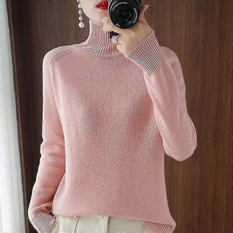 Spring, Autumn And Winter Women's Cashmere Sweater Turtleneck Pullover Slim Solid Color High-quality Warmth