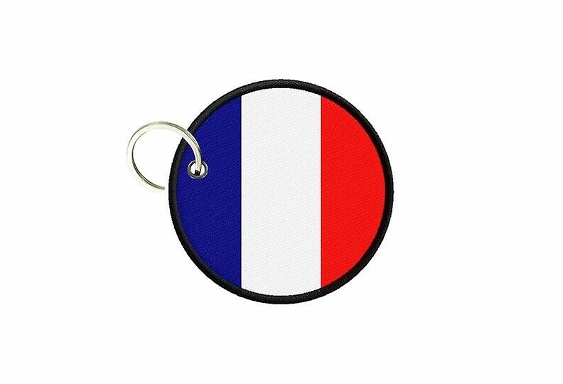 Keychain keys french flag printed round round round round