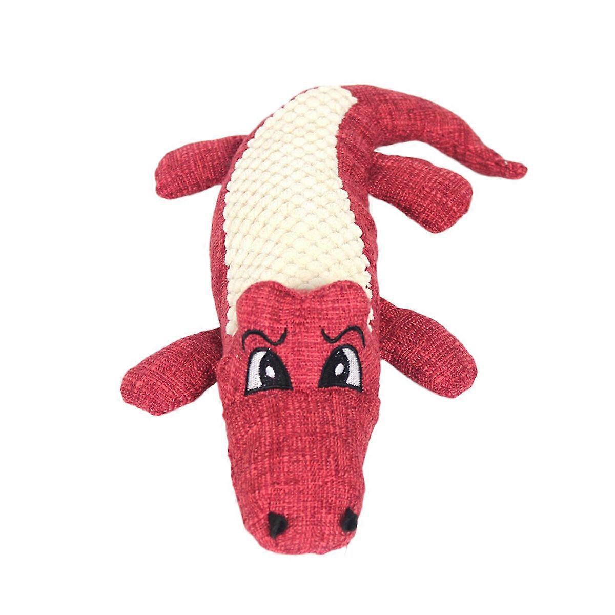 Pet Plush Crocodile Toy Creative Funny Sound Chew Toy Model Toy for Dog Pet Cat (Wine Red)
