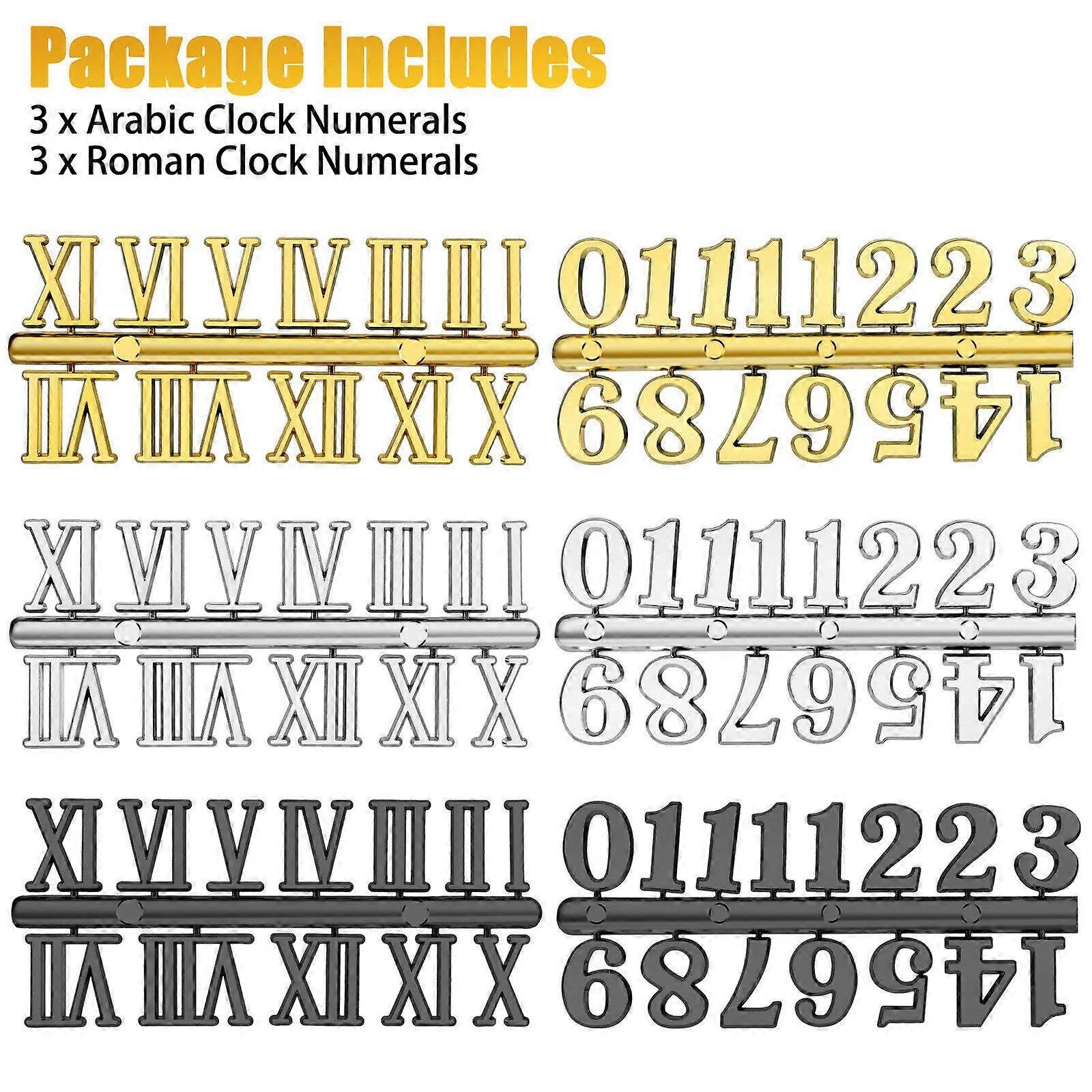 6pcs Plastic Clock Numerals Kit Arabic Number Digital Clock Numbers Clock Roman Number