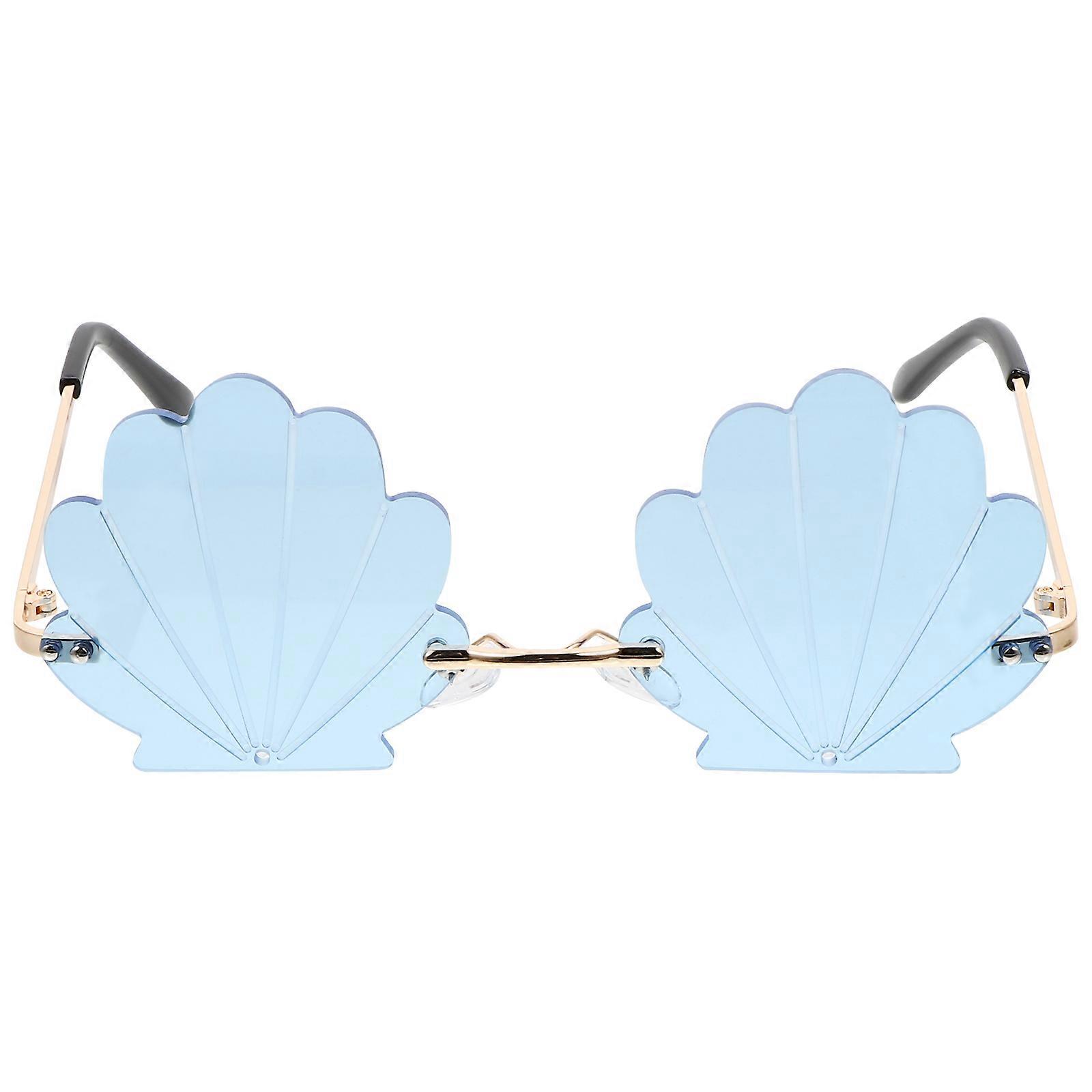 1Pc Conch Design Eyeglasses Fashionable Eyewear Photo Prop Party Sunglasses (Blue)