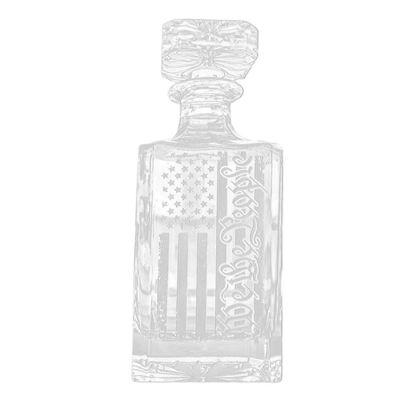 JiKaiX 450ML Whiskey Bottle American Flag Pattern Wine Bottle Transparent Whiskey Glass Decanter for Home Party