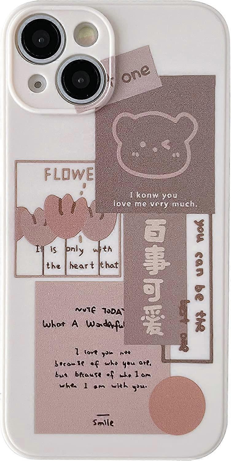 Retro Chocolate Cute Smile Sweet Bear Soft Compatible with iPhone Case (Bear,iPhone 13 Mini)