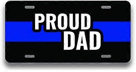 Placa de Licença Impressa Proud Police Dad Thin Blue Line | 6 polegadas por 12 polegadas | Parede de Reboque de Carro Caminhão RV | VLP881