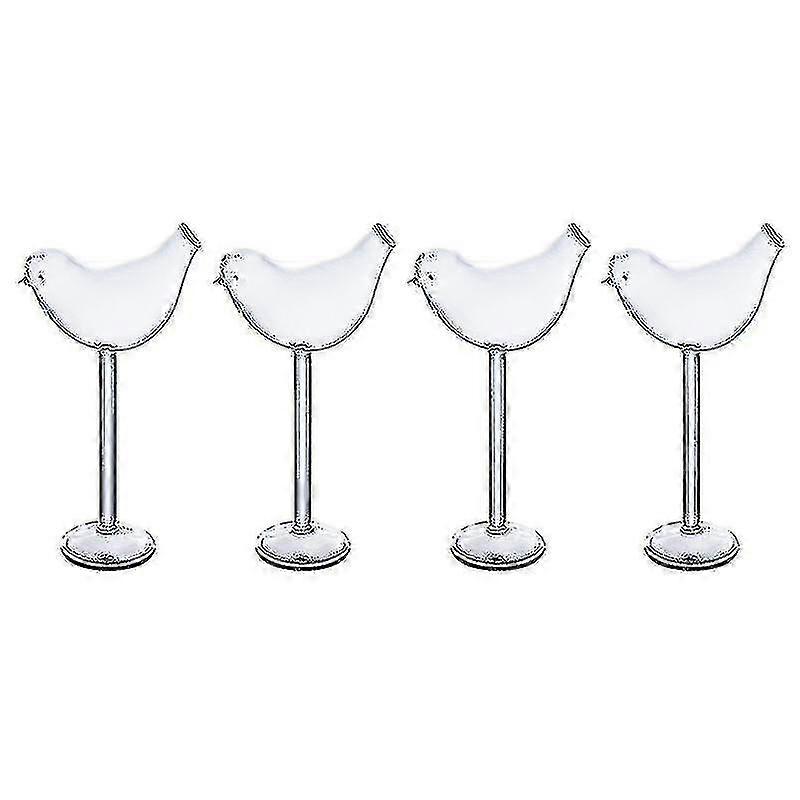 1 Set 4pcs Bird Shape Cocktail Glasses Glass Wine Cups Goblets (transparent)