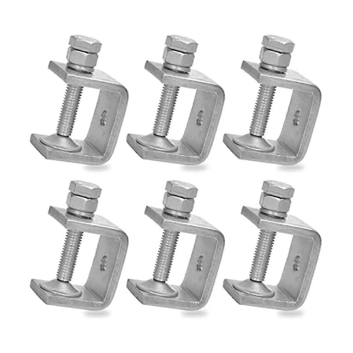 For 6 stk 1 tommers rustfritt stål liten c-klemme for trebearbeiding, kraftig metall U- Mini skrivebordsklemme