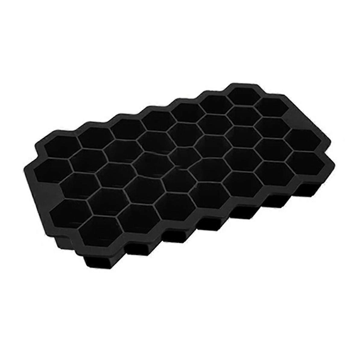 Ice-cube Tray For Freezer With Lid, Silicone Trays Spill-resistant Removable Cover, Black