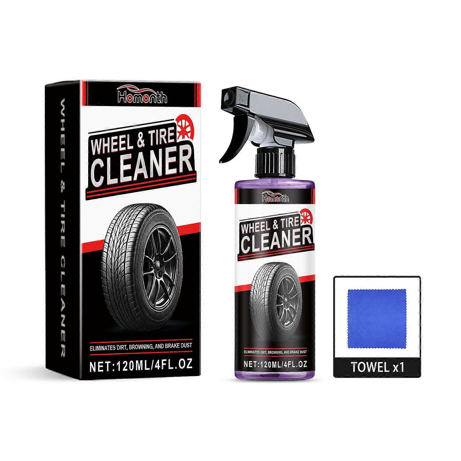 All-Purpose Wheel & Tire Cleaner - 120ml with Rag, Safe & Effective for Stubborn Dirt