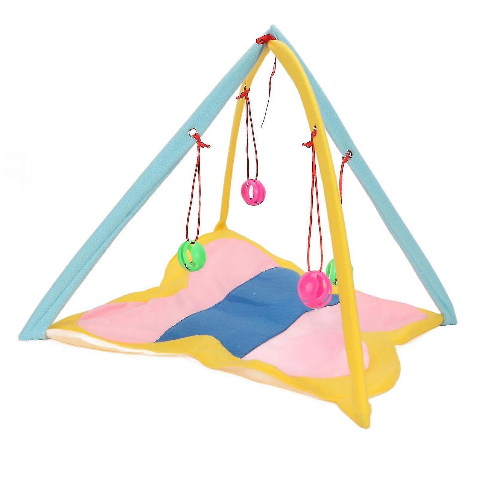 Interactive Cat Bed Tent with Hanging Toy Balls - Foldable Activity Center for Pets
