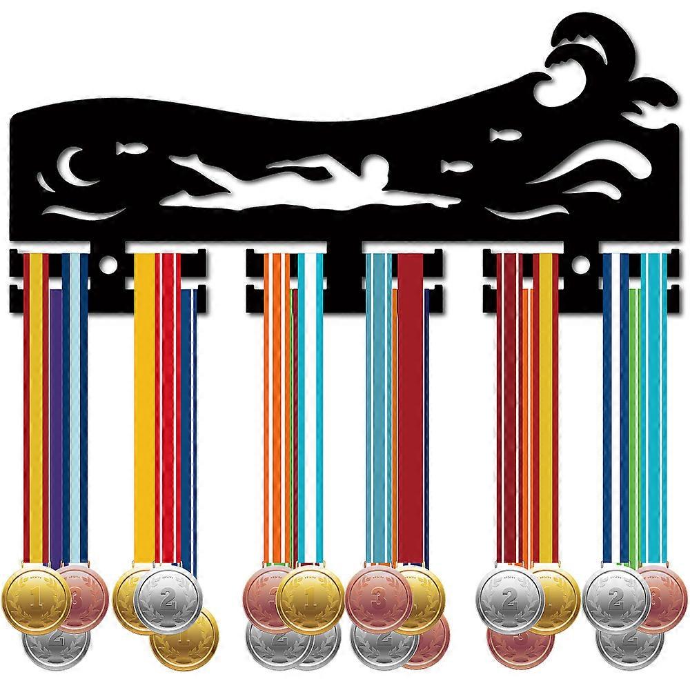 Acrylic Medal Holder Medals Display Hanger Rack with Hanger Hooks Medal Holder Frame Rectangle Swimming 130x290mm Hole: 8mm