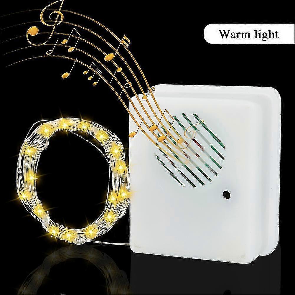 Christmas Sound Sensor Music Speaker /9.8ft String Lights Voice-activated Props - JA