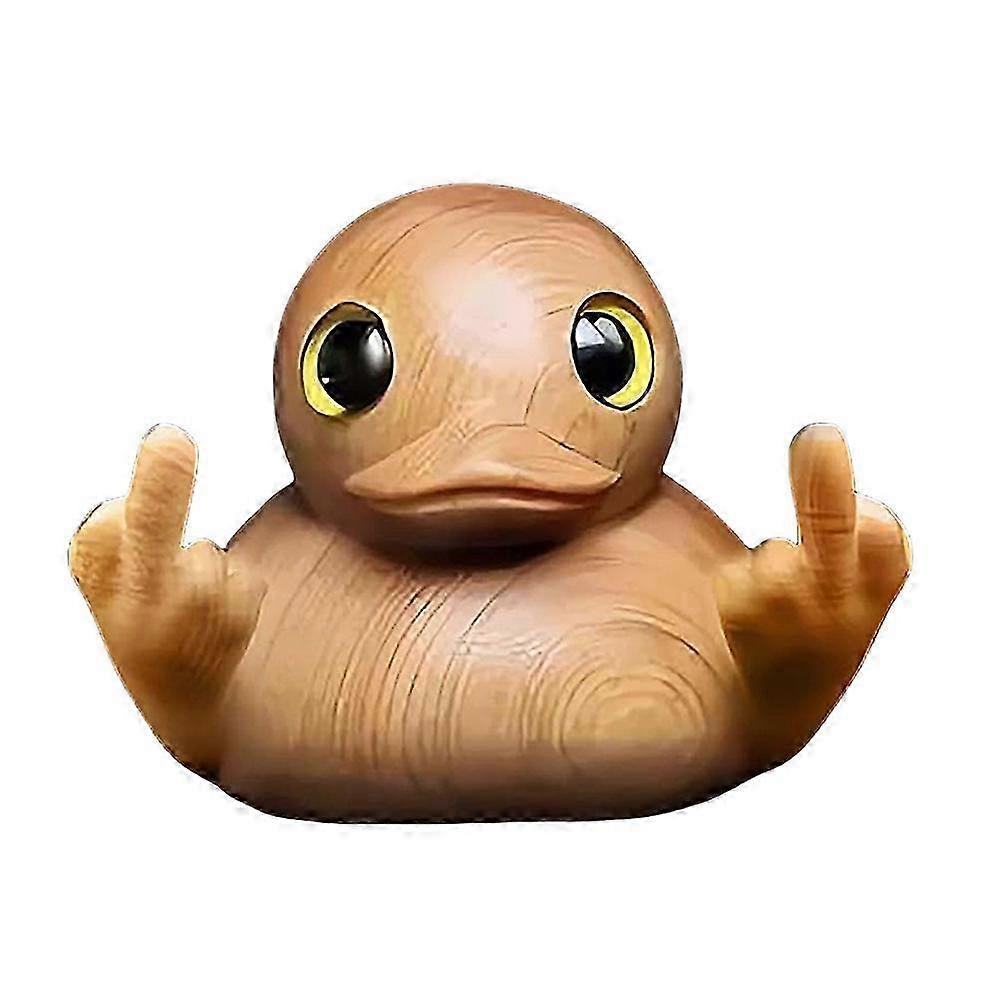 Funny Resin Middle Finger Duck Statue,Unique Middle Finger Ducks Figurines Prank Gifts,Mini Duck Ornament for Home Office Desktop