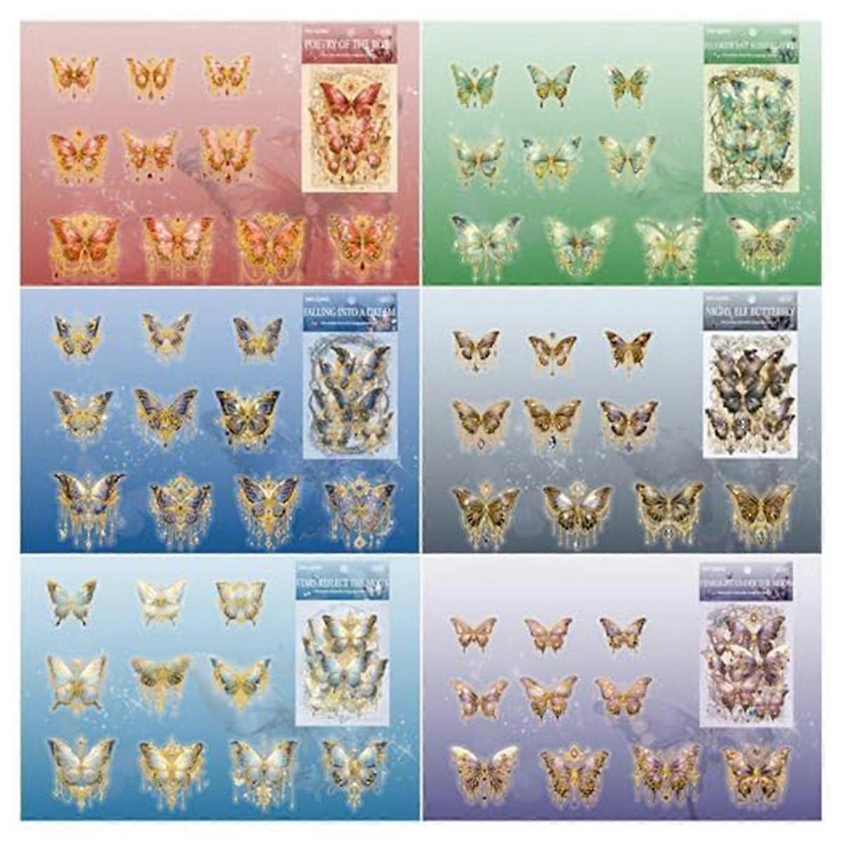 120 Pcs Butterfly PET Stickers, Ice Crystals Transparent Butterfly Waterproof Sticker Decals for Sc