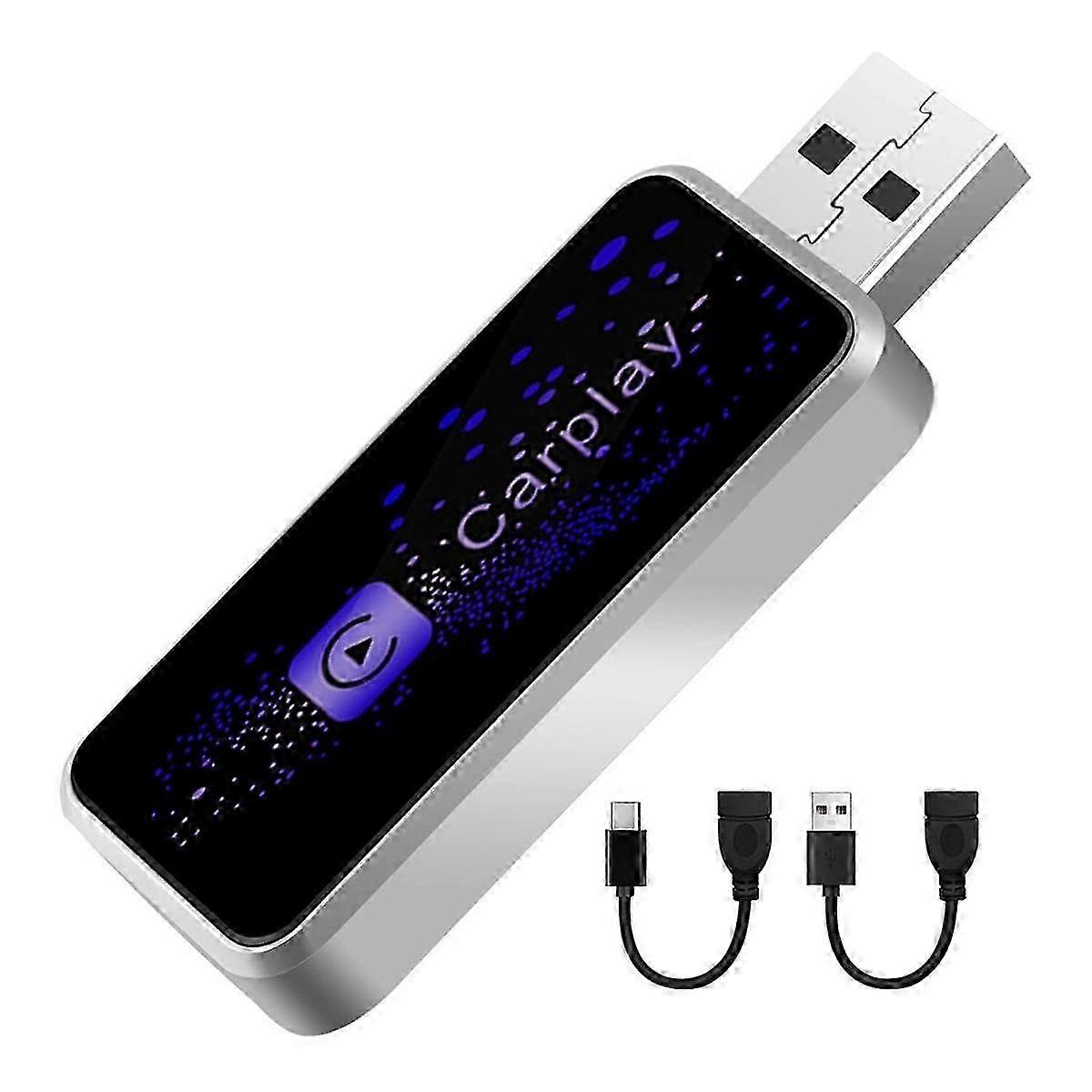 Wireless Carplay Adapter, Plug & Play Wireless Carplay Adapter mit USB-A- und USB-C-Kabel für Ios