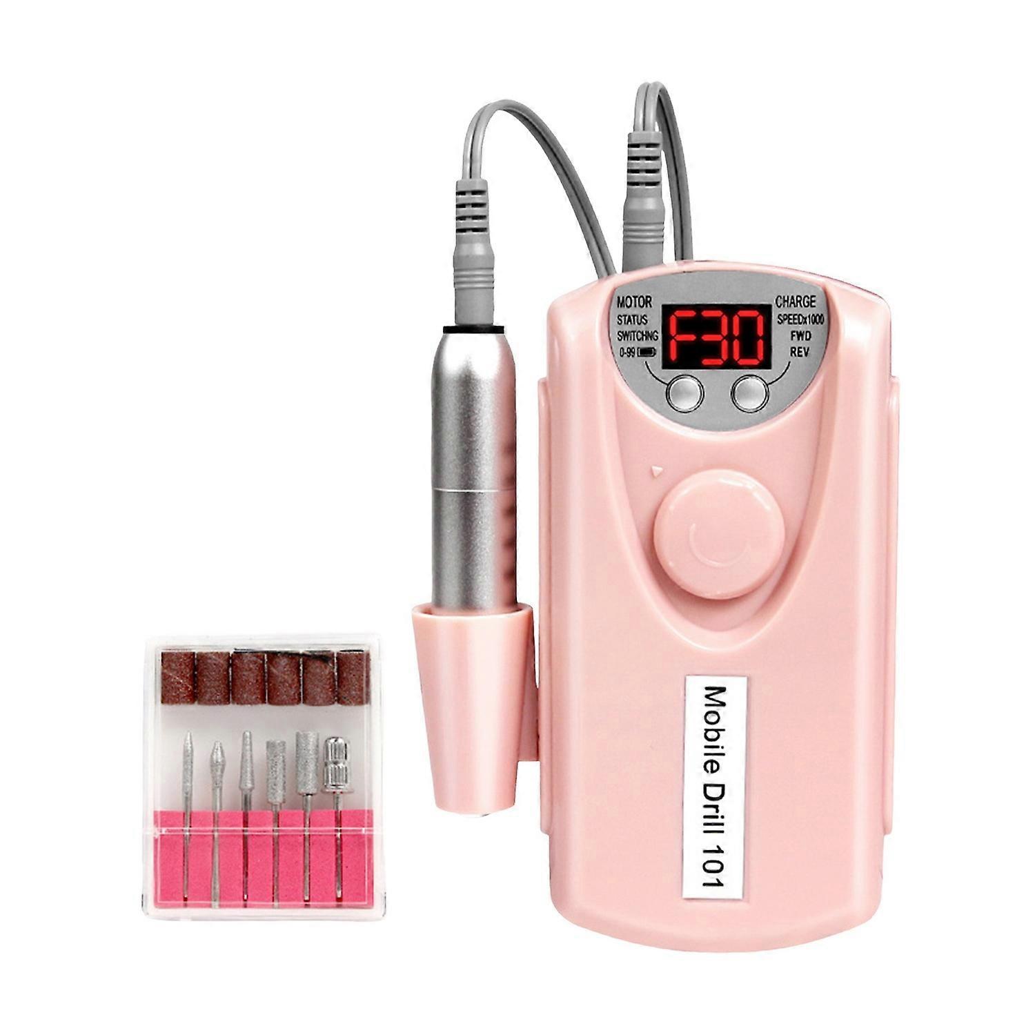 Nail Drill Machine 30000 RPM Electric File Rechargeable Cordless Nail File with 6 Bits LCD Screen