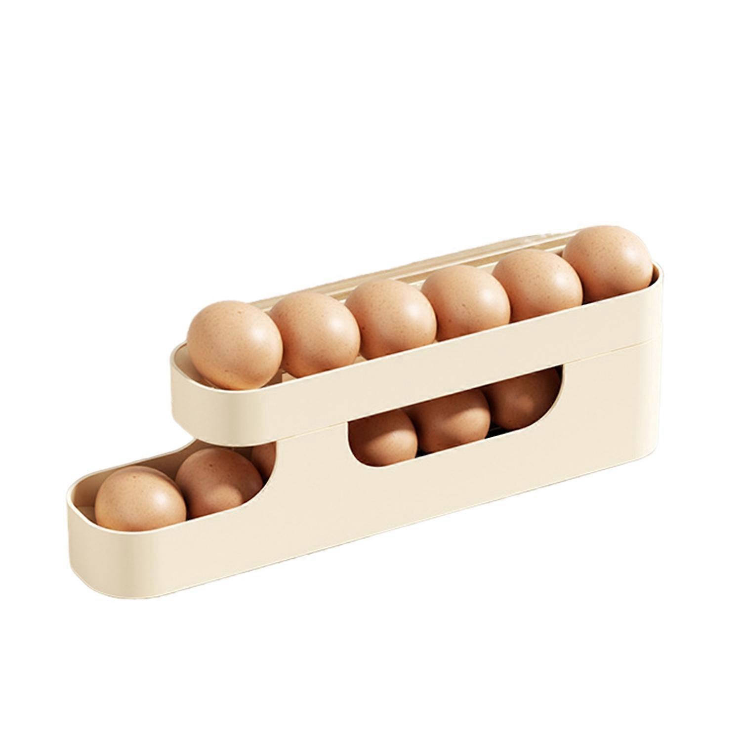 Multi-Tier Egg Holder Space-Saving Egg Storage Box with Protective Railings Automatic Rolling Egg