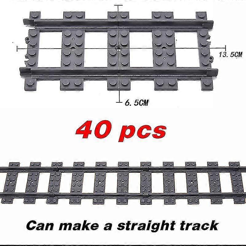 New Trains Flexible Tracks Soft Straight Curved Rails Switch Building Block Models Railways Toys For Kids straight-40pcs