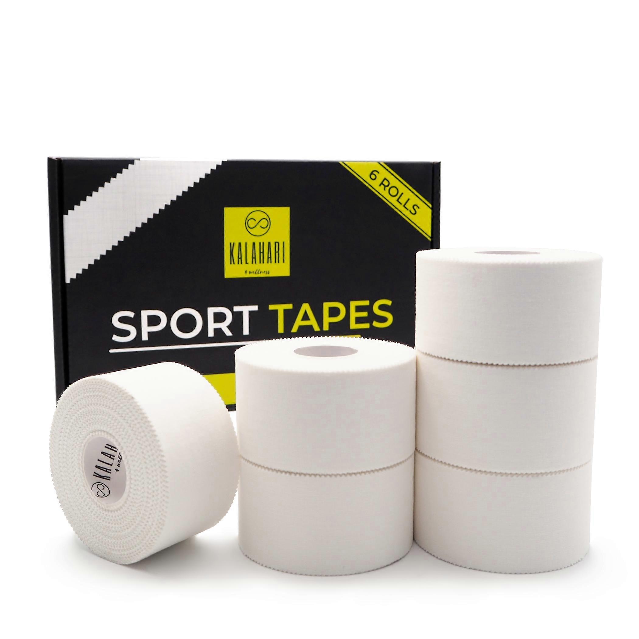 KALAHARI 6 rollen Extra Lange Sporttape - 3,8cm x 13,7m - Bandage Tape, Sportbandage - Sportbandage, niet-elastisch, 100% katoen, wit