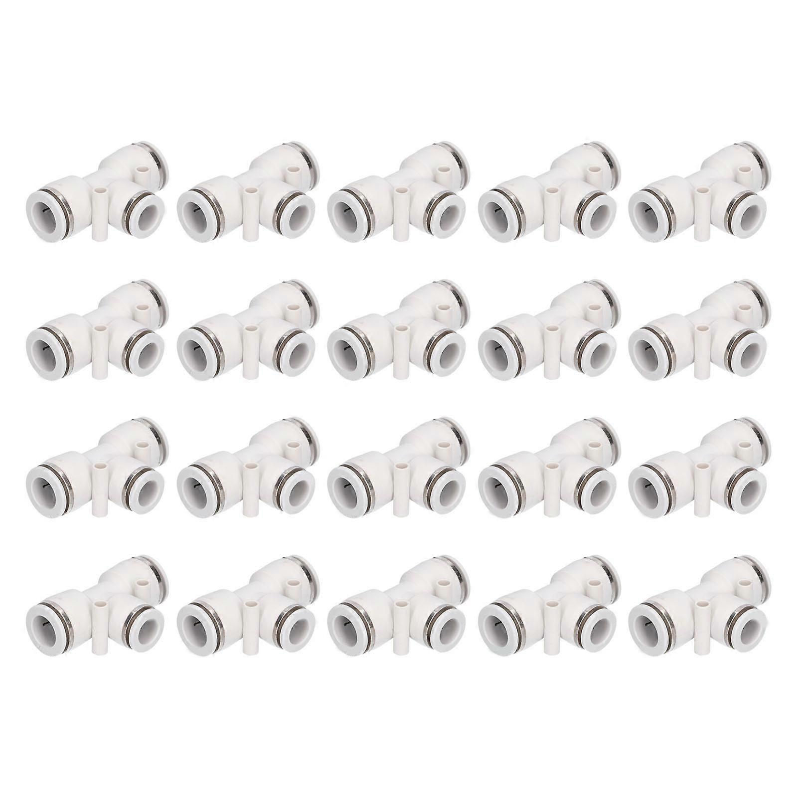 20 Pcs Plastic Tee Push To Connect Fittings 3 Ways Tube Connect Push Fit for Multiple PipesPE8