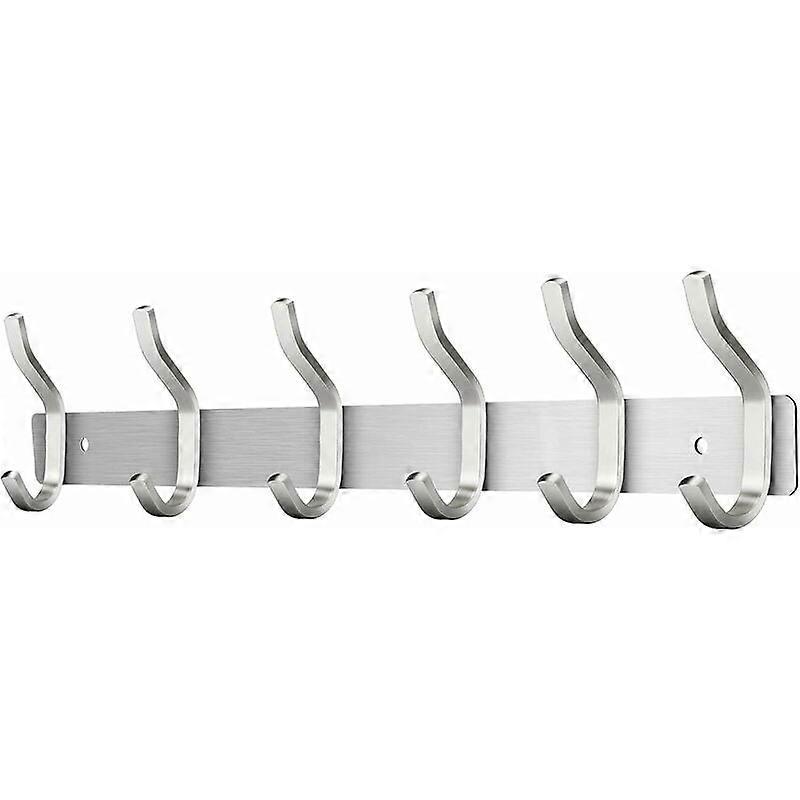 6-Hook Wall-Mounted Coat Rack, Stainless Steel Towel Hook