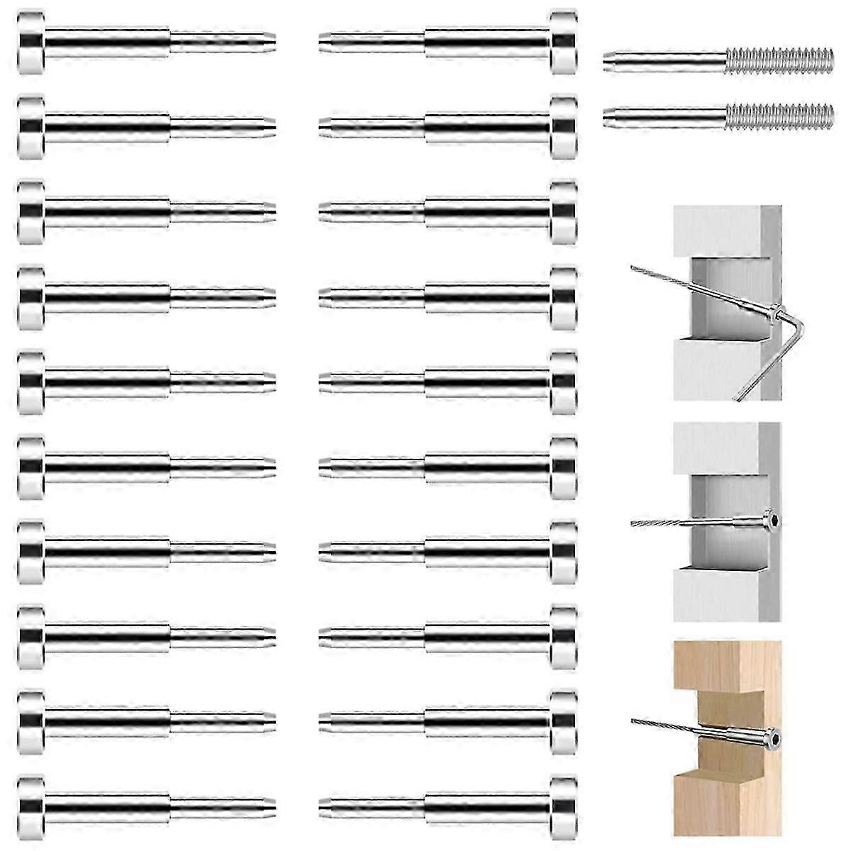 20Pack Invisible Cable Railing Kit,SST316Swage Tensioner and Terminal Hidden compatible Cable Railin