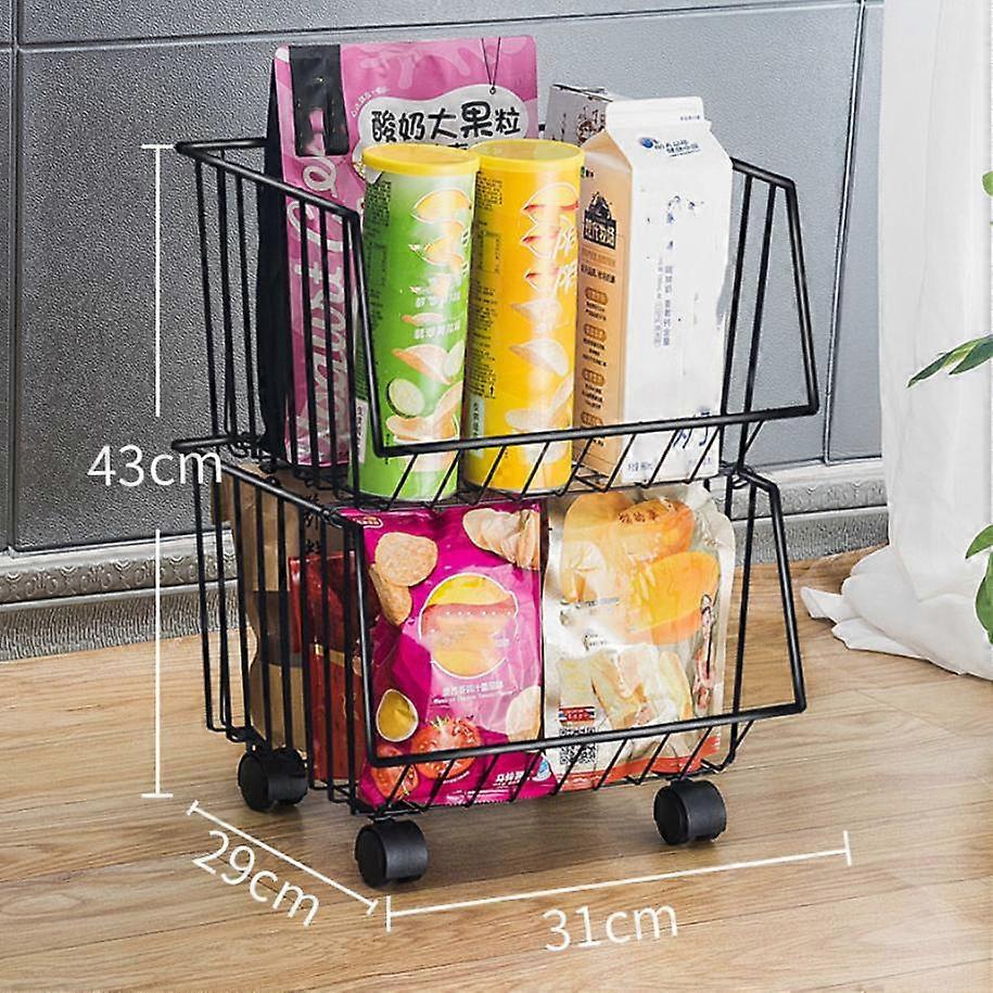 Kitchen Shelf Multi Floor Fruit Storage Basket Storage Rack Vegetable Basket with Wheels