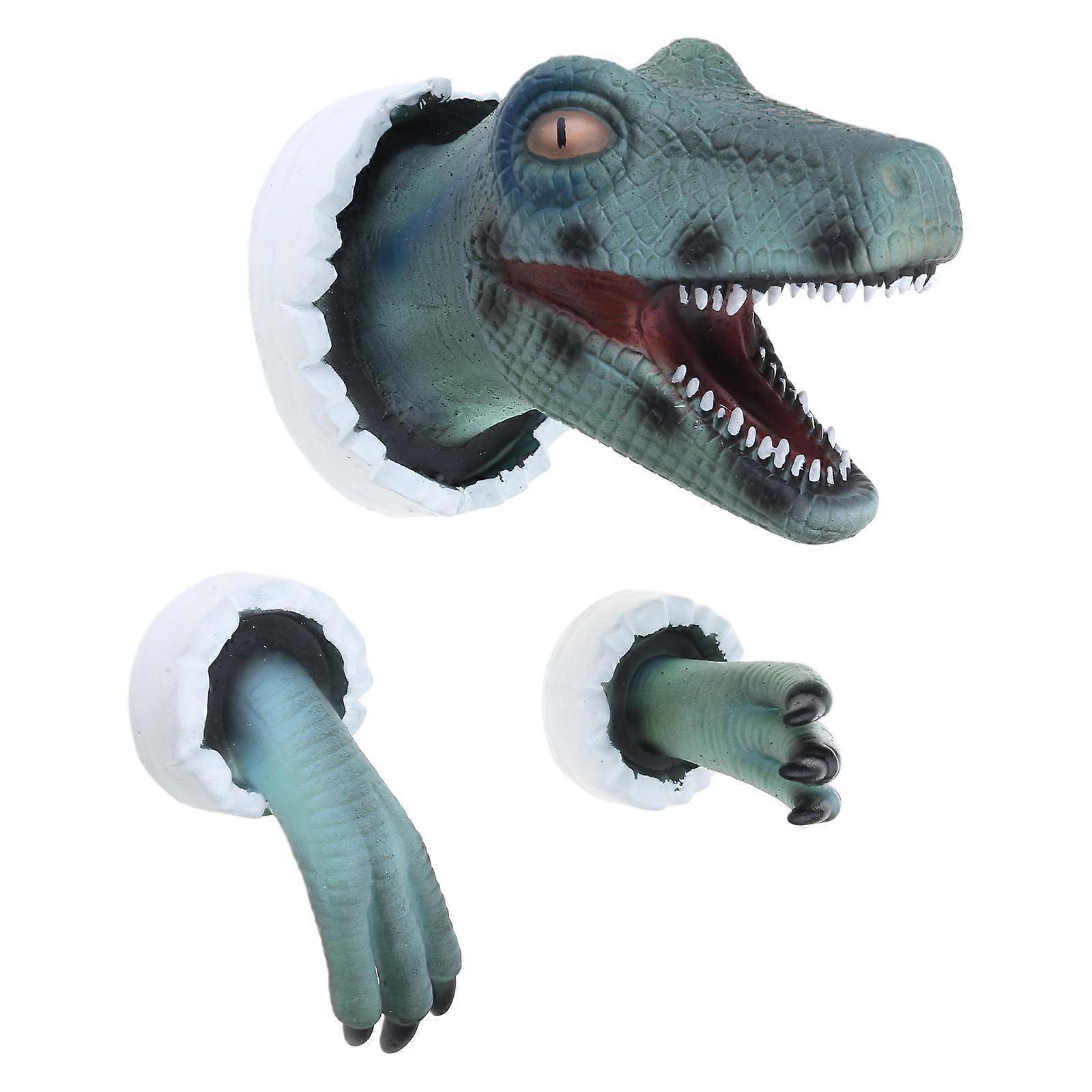 3D Wall Mount Dinosaur Bust Sculpture Wall-Broken Bursting Hanging Velociraptor Yellow