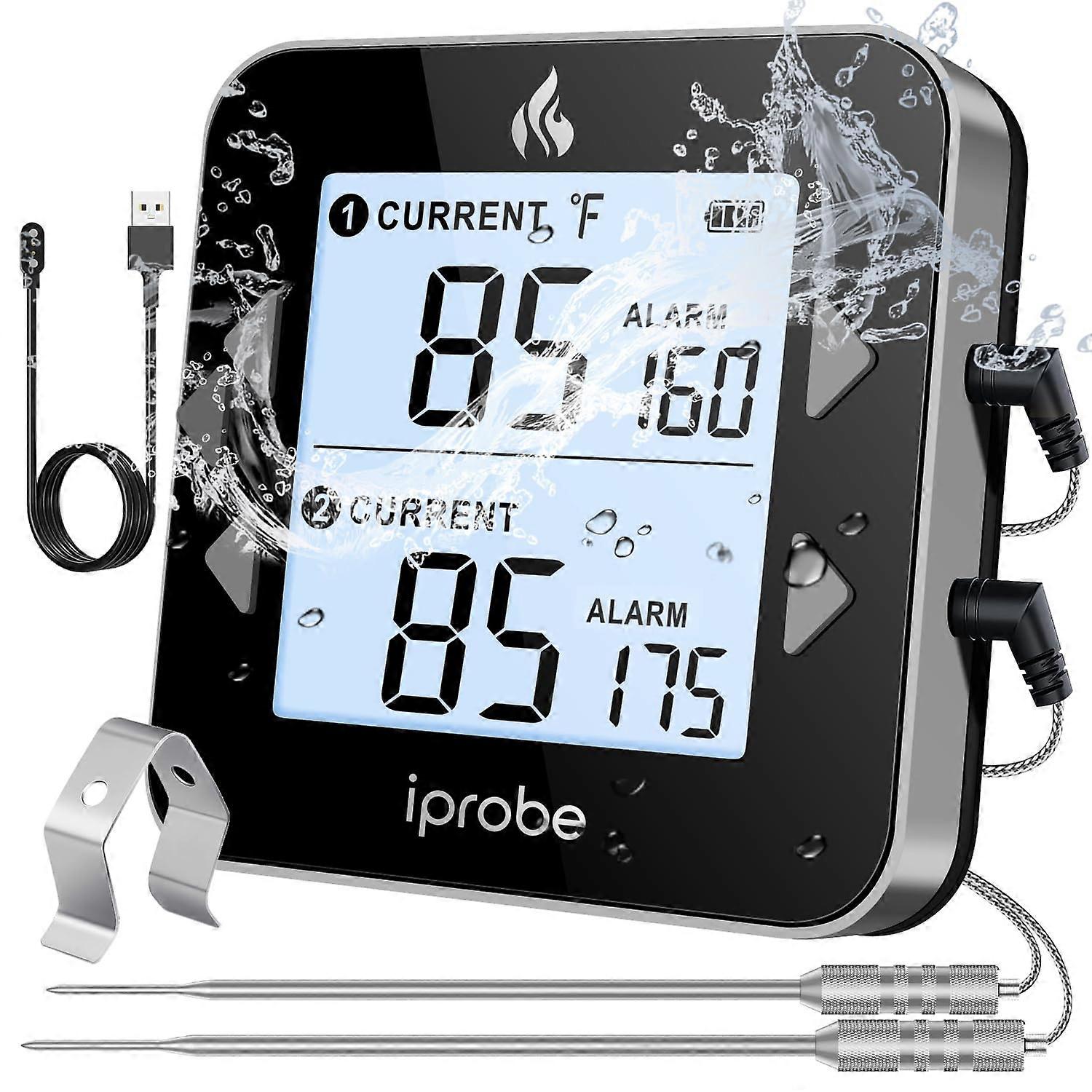 Rechargeable Digital Meat Thermometer with Large LCD Backlight for Grill, BBQ, Oven and Candy Cooking
