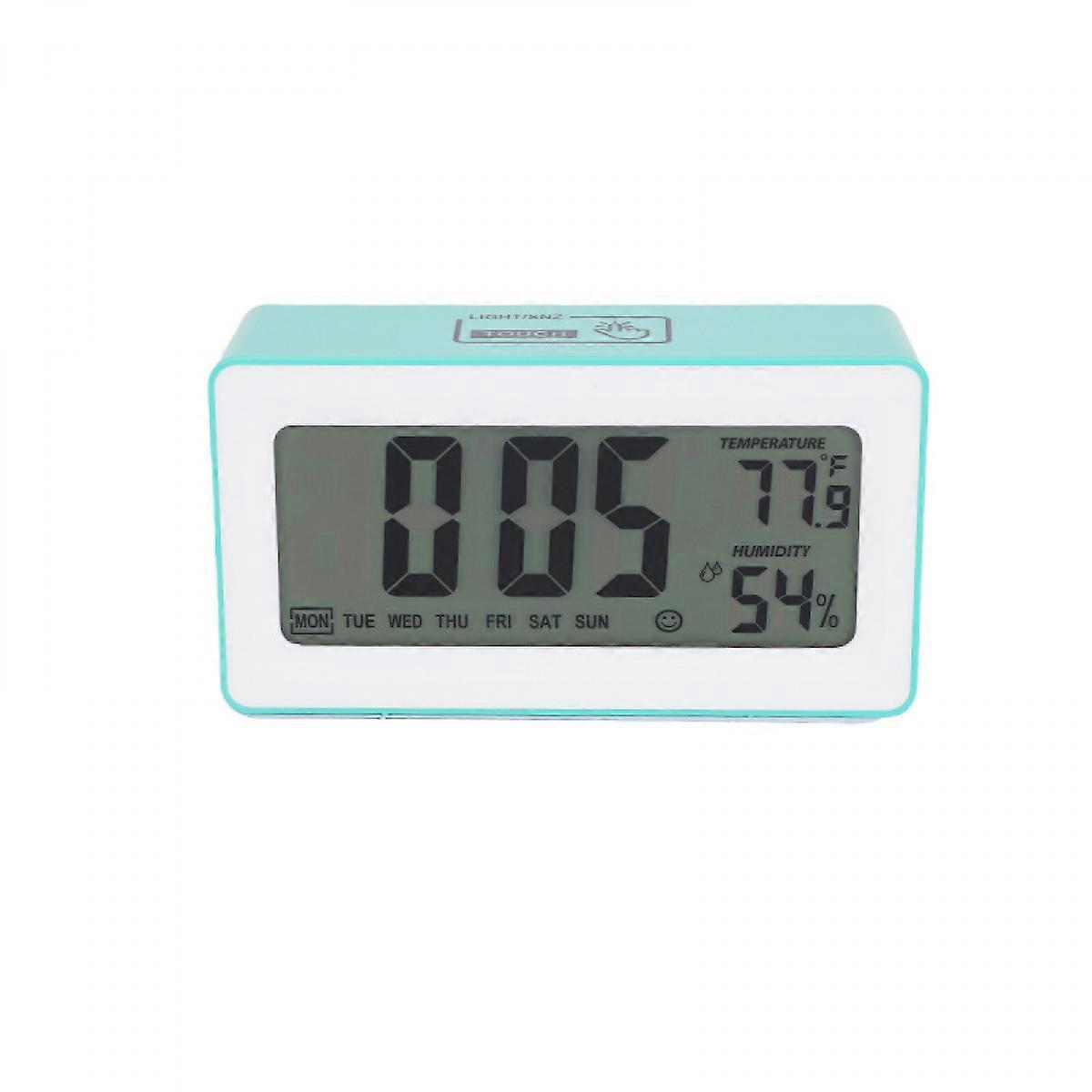 5 inch smart LCD electronic clock desktop with alarm clock luminous lazy electronic clock multifunctional fixed clock Green