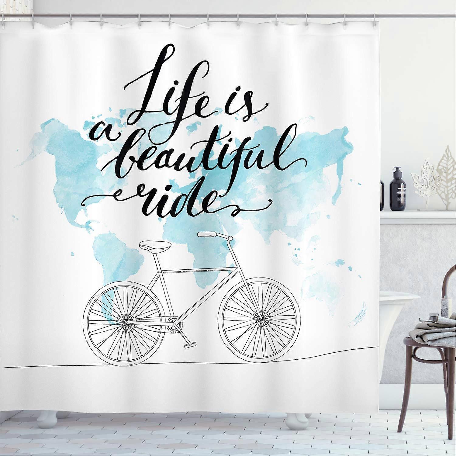World Map Shower Curtain 69 X 70 Inches World Map Pattern Fits Standard Rod Multi Color