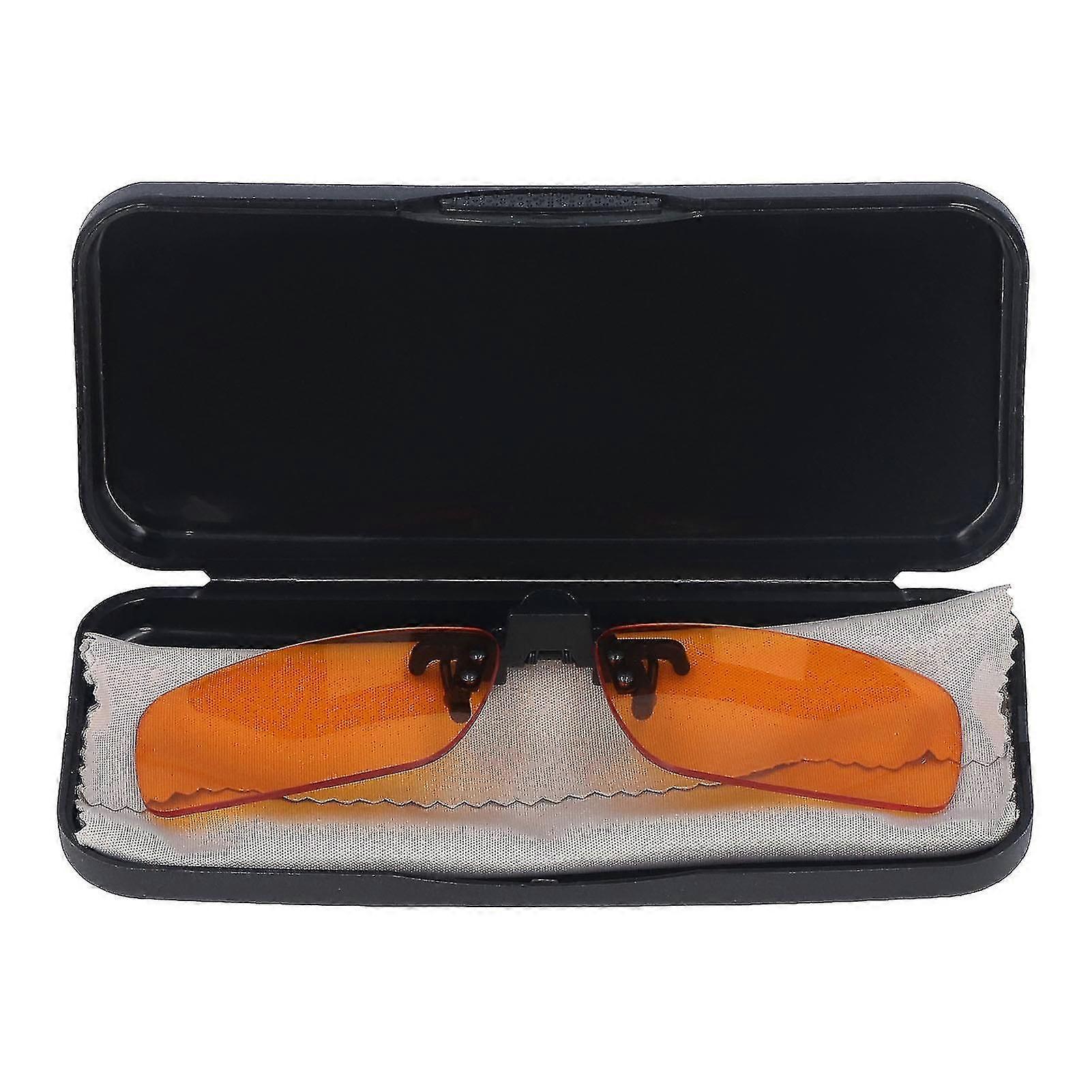 Blue Light Blocking Clip On Glasses for Computer - Portable Orange Lens, 180 Degree Vertical Flip, Square Design_Gift Of G