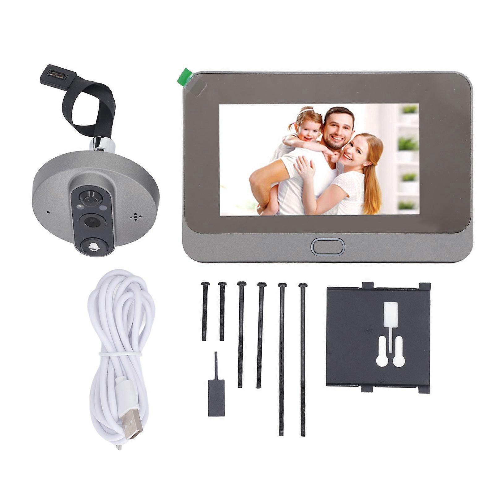 פעמון דלת אלקטרוני פעמון 1MP 4.3 אינץ 'מסך HD WIFI דלת מצלמת חור הצצה לבית