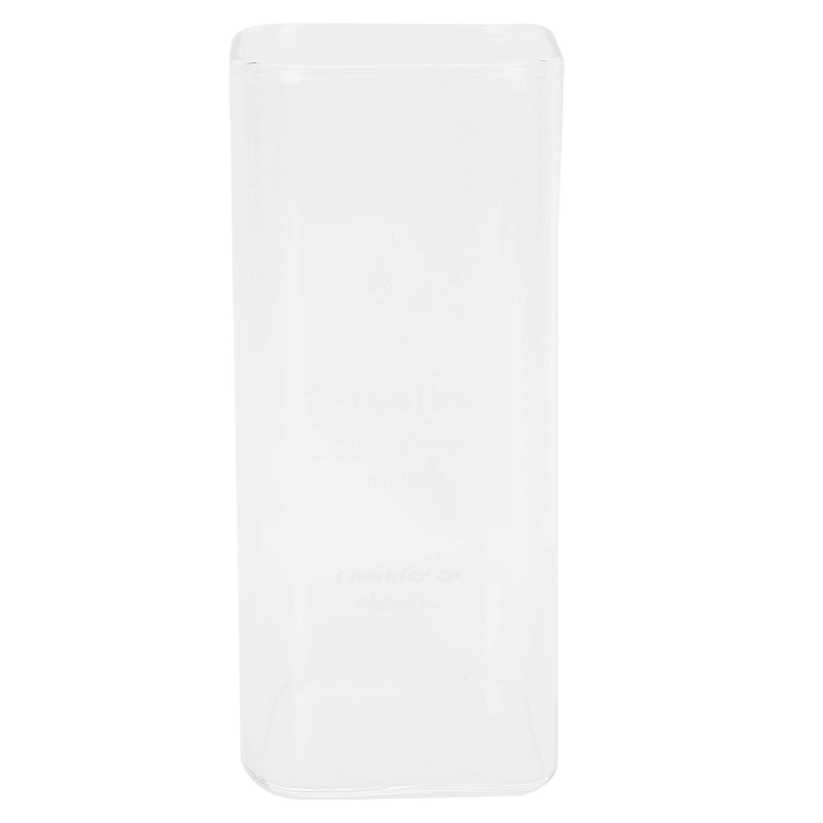 400ml Square Heat-Resistant Glass Mug with Castle Pattern for Milk and Beverages, Breakfast Drinkware