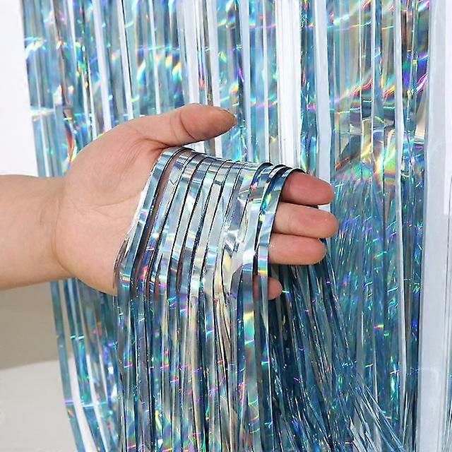 Rainbow Foil Fringe Curtain Macaron Curtains Photo Booth Backdrop For Wedding Birthday Baby Shower Christmas Party Decorations
