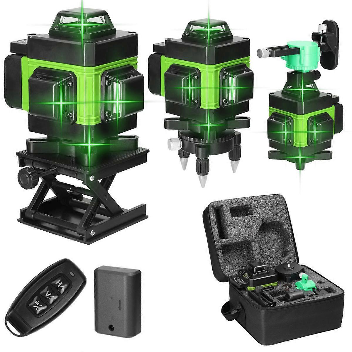 4D 16 Lines Laser Level 360° Green Auto Self Leveling Rotary Cross Measure