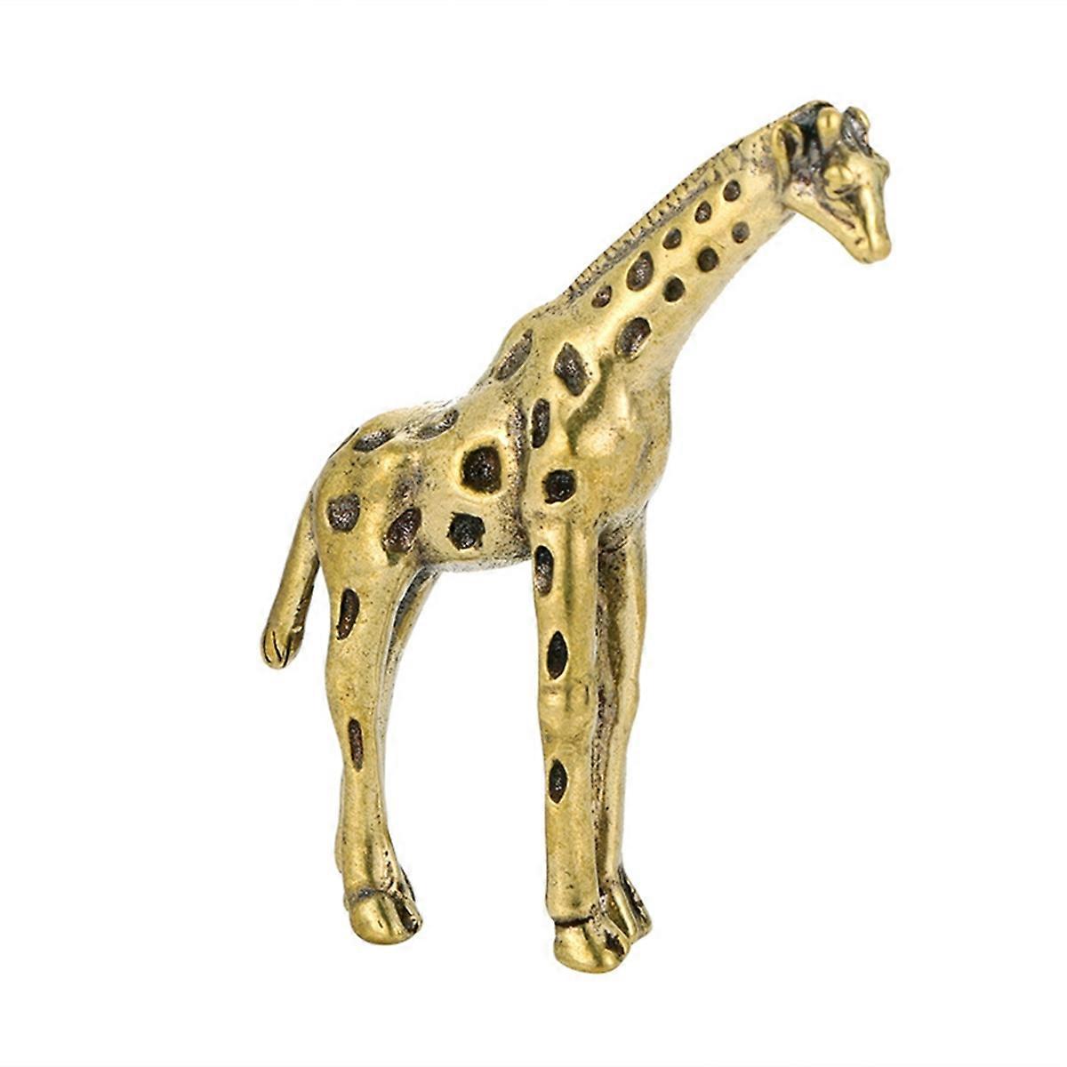 Solid Brass Giraffe Statue Desktop Ornament Vintage Animal Figurines