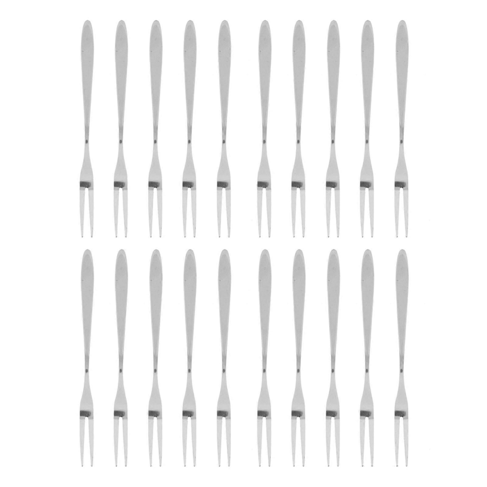 20Pcs/set Stainless Steel Fruit Fork Comfortable Long Handle Cake Desert Fruit Serving Forks