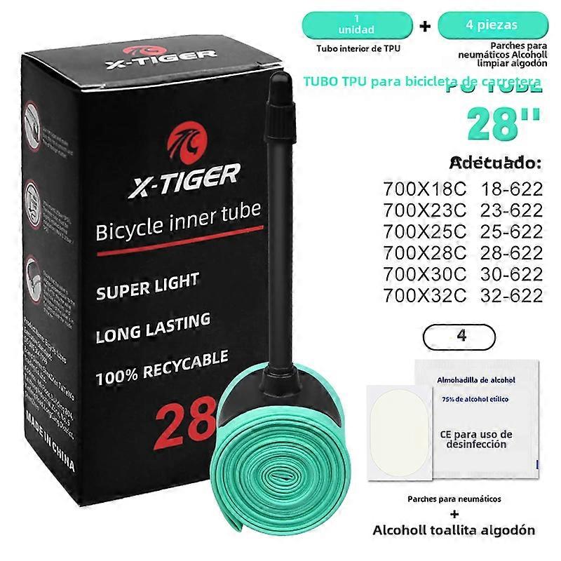 X-TIGER Green Bike Inner Tube 28 Inch 700x18-32C TPU Ultralight with Presta Valves 45mm/65mm/85mm Lightweight Road Tube