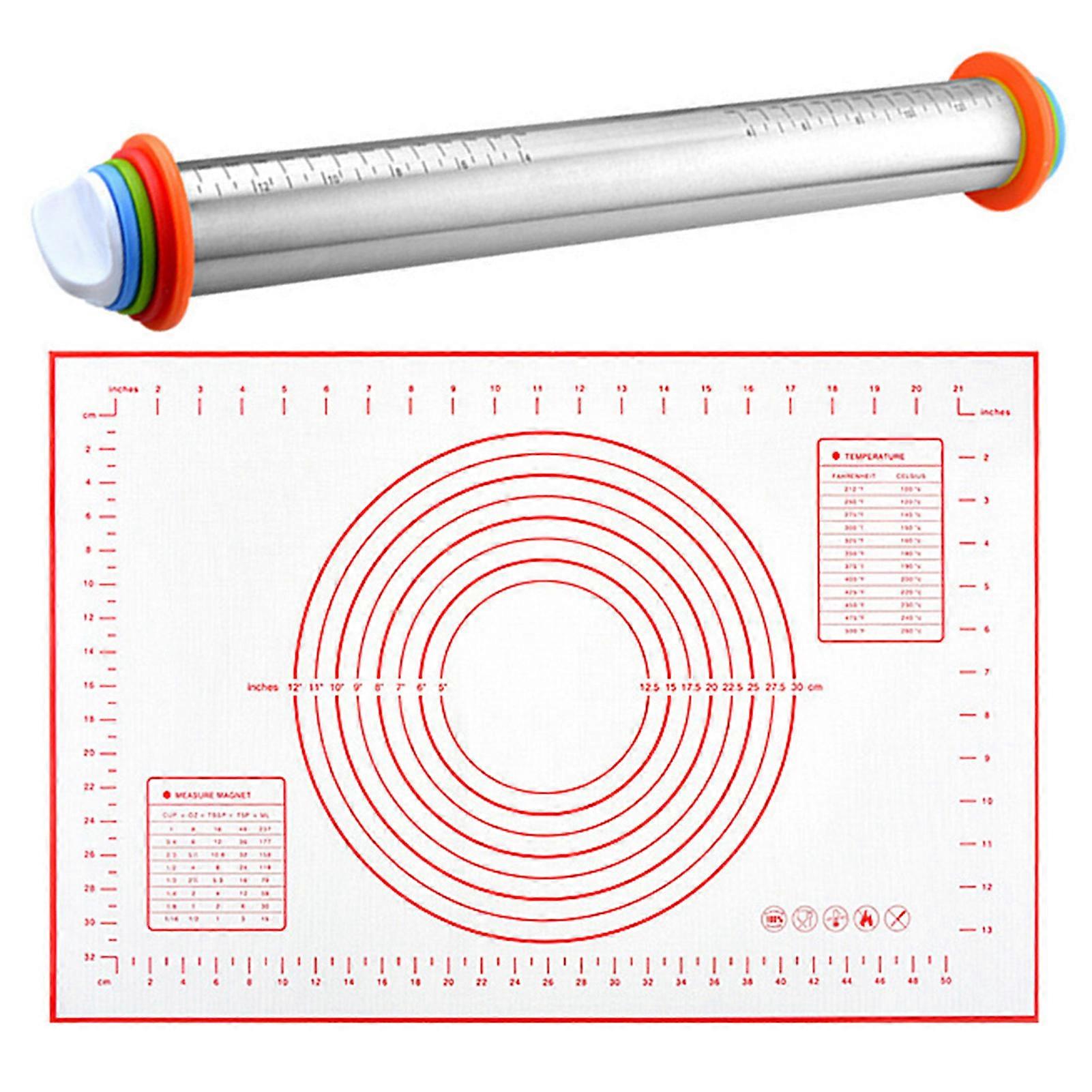 Adjustables Rolling Pin with Thickness Rings Stainless Steel Dough Roller Rolling Pin for Pies
